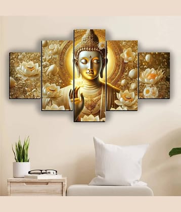 SNDArt Set Of 5 Lord Buddha Wall Paintings For Living Room Decorative Gift Items 18 x 30 inch