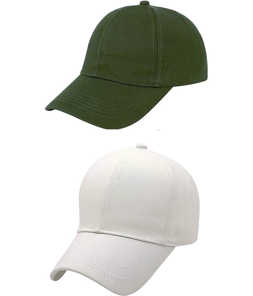 Zacharias - 100% Cotton Green Men's Cap ( Pack of 2 )
