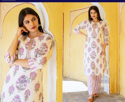 Women's Purple Fancy Floral Printed Kurti Suit-31859 PRPl / Purple / 38