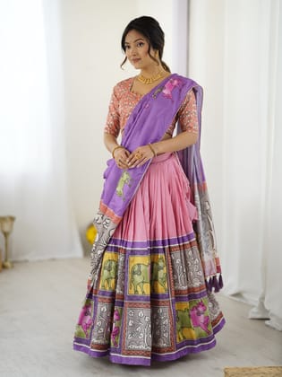 Handcrafted Kalamkari Lehenga with Blouse | Perfect for Festive & Wedding Look