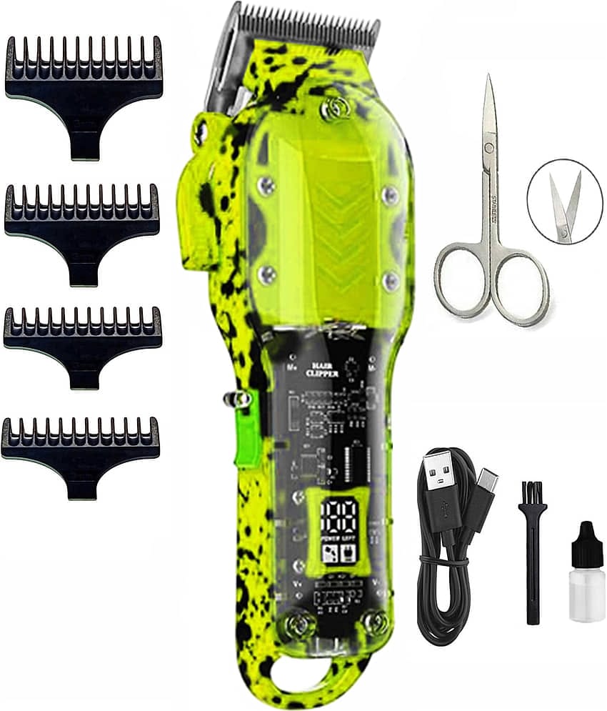 Geemy LED With Transparent Yellow Cordless Beard Trimmer With 120 minutes Runtime