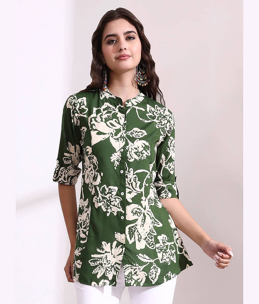 Divena Women's Viscose Rayon Regular Top ( Green )