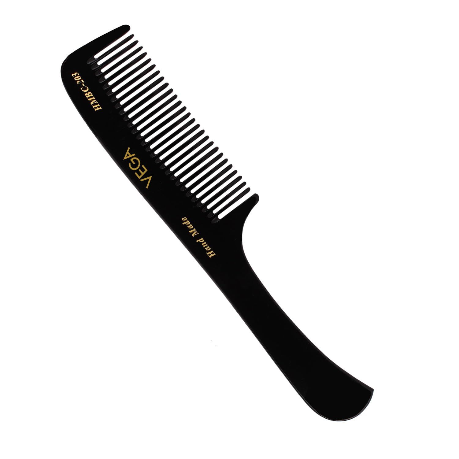 VEGA Handcrafted Round Teeth Comb Gentle On Scalp VEGA Handcrafted Round Teeth Comb Gentle On Scalp - black / 1 Count (Pack of 1)