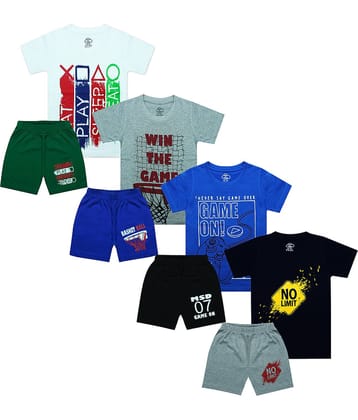 MIST N FOGG Pack of 4 Boys Cotton Blend T-Shirt & Shorts Set ( Multicolor )