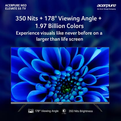 Acerpure 139 cm (55 inch) Elevate Neo Series 4K Ultra HD QLED Smart Android 14 TV GTV AP55UG75PELN5 Acerpure 139 cm (55 inch) Elevate Neo Series 4K Ultra HD QLED Smart Android 14 TV GTV AP55UG75PELN5 - Black / 55 inches