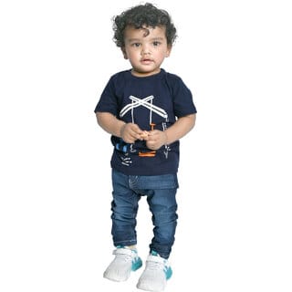Kid Kupboard Cotton Baby Boys T-Shirt, Dark Blue, Half-Sleeves, 2-3 Years KIDS7362