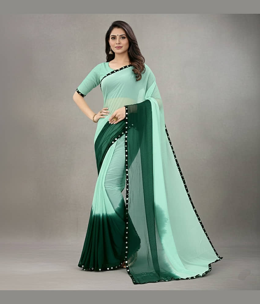 KV Fashion Chiffon Solid Regular Saree With Unstitched Blouse Piece ( Dark Grey )