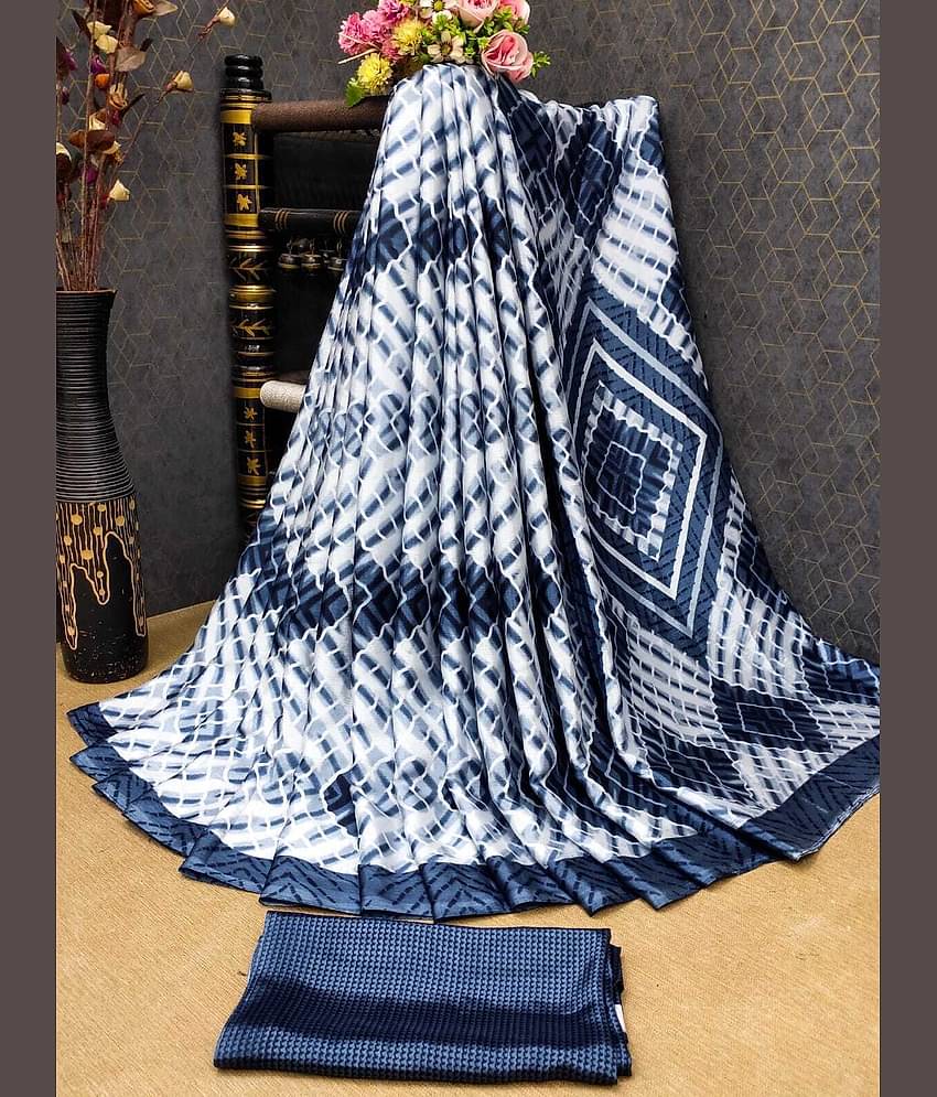 JIHANA FAB Georgette Printed Saree With Unstitched Blouse Piece ( Multicolor )