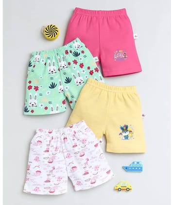 BUMZEE Pink & Yellow Girls Shorts Pack Of 4 Age - 6-12 Months