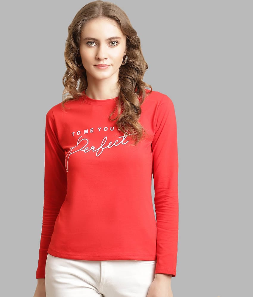 Fabflee Women Cotton Printed Regular Fit Round Neck T-Shirt ( Black )