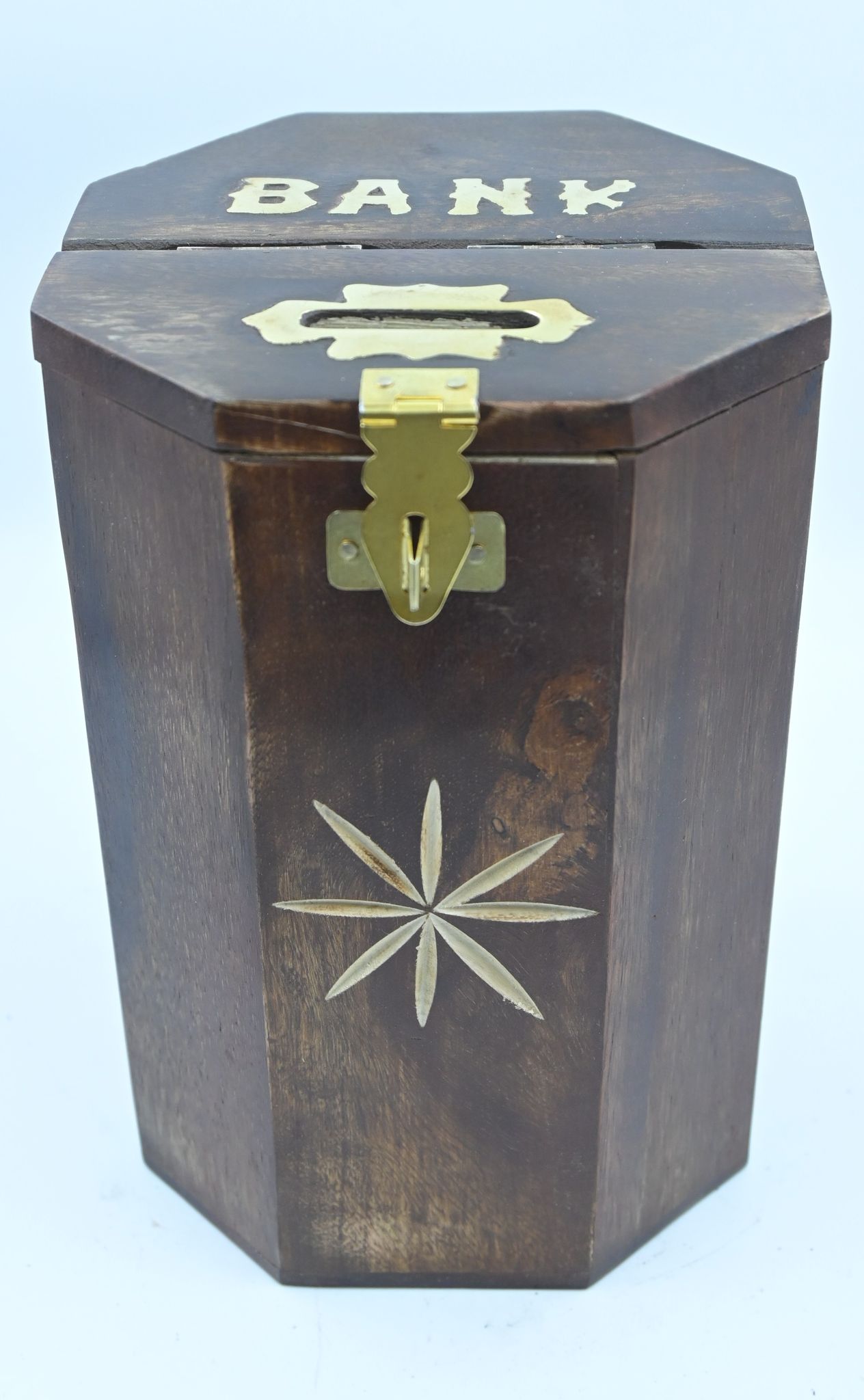 Handcrafted Wooden Coin Bank Box