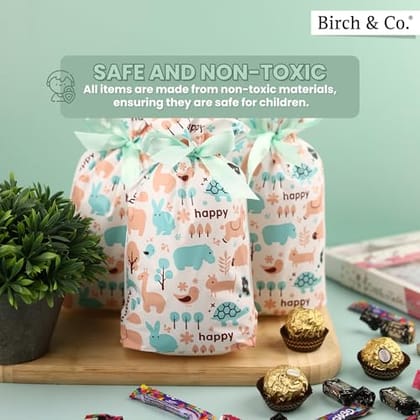 Return Gift Bags - Potli Bags, Return Gift Bags for Kids Birthday - Gift Packing Bags - Goodie Bag for Return Gift - Gift Covers Pouch for Birthday - Party Bags, Animals, Pack 50