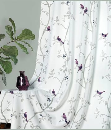 V21 decod Graphic Room Darkening Eyelet Curtain 7 ft ( Pack of 1 ) - White