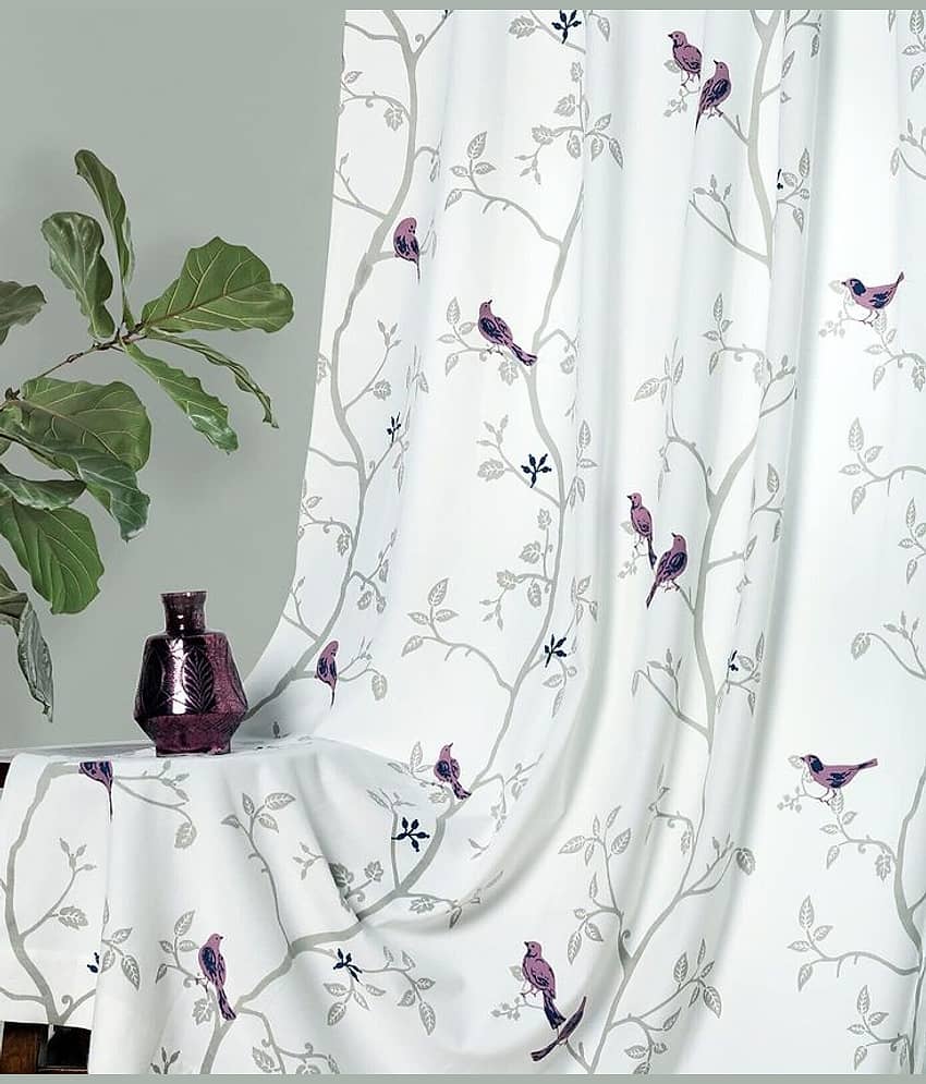 V21 decod Graphic Room Darkening Eyelet Curtain 7 ft ( Pack of 1 ) - White