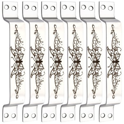 S-GUARD Stainless Steel Door & Cabinet Handles, Knobs Handles-Size-6 Inch-6 Pcs-Laser Printed Design-SSL18