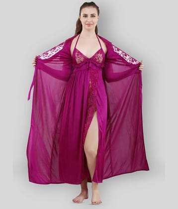 Reposey - Purple Satin Women's Nightwear Nighty & Night Gowns ( Pack of 2 )