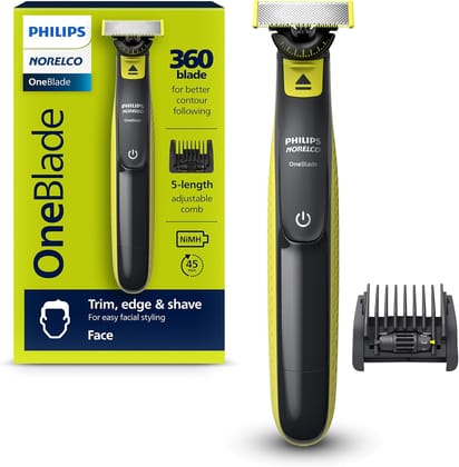 Philips Norelco OneBlade 360 Hybrid Face, Electric Beard Trimmer and Shaver, with 360 Blade Technology, 1x 360 Blade for Face, 5in1 Adjustable Comb, Model QP2724/90 Philips Norelco OneBlade 360 Hybrid Face, Electric Beard Trimmer and Shaver, with 360 Blade Technology, 1x 360 Blade for Face, 5in1 Adjustable Comb, Model QP2724/90