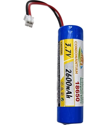 CONSONANTIAM 3.7V 2600mAh 9.24Wh Li-ion Rechargeable Battery Pack for Speakers, Remote Control Toys, Bluetooth, Portable Device, Outdoor Lighting, Electronics Toys. (JST 2.0 mm Pitch Wire)