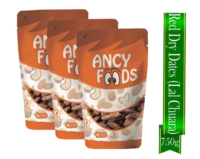 Ancy Lal Chuara 750 Grams (250 Grams X 3) - Traditional Red Dry Dates | Lal Sukha Khajoor Known For Their Natural Sweetness | Widely Used in Indian Kitchens for Sweets, Kheer, and Health Reci