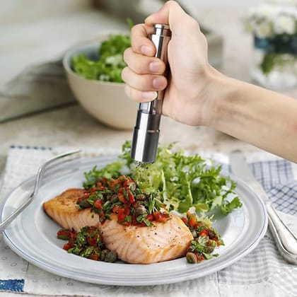Stainless Steel Thumb Presser Salt and Pepper Grinder Stainless Steel Thumb Presser Salt and Pepper Grinder