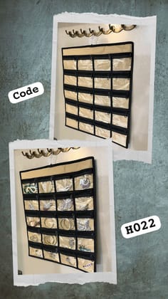 20-Pocket Hanging Jewellery Organizer  Beige & Black