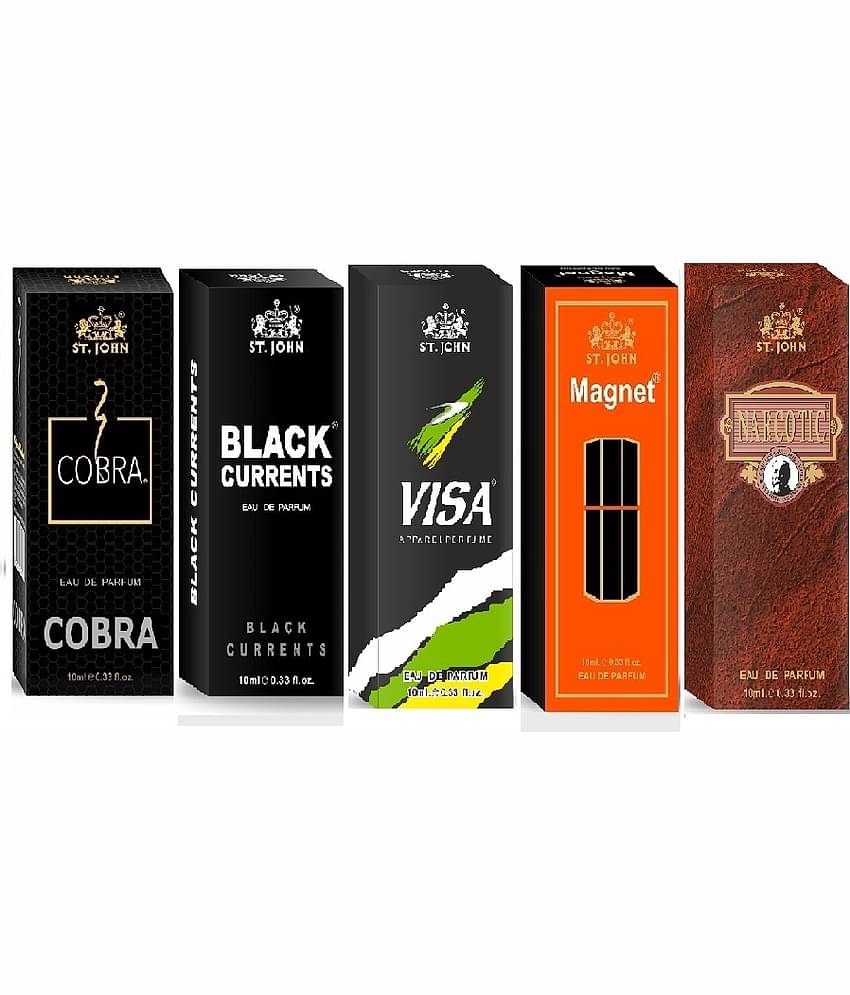 ST.JOHN Cobra Black Current,Cobra,Visa,Narcotic Magnet Pocket Perfume for Men 10 ml ( Pack of 5 )