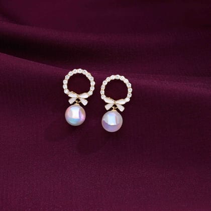 Classy Elegance Pearl Silver Earrings-Pearl / Gold