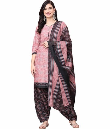 wonder weave Women Cotton Blend Printed Straight Kurti With Patiala Salwar ( Pink )