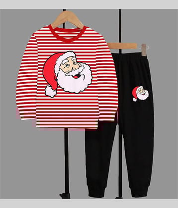 Gudpig Pack of 1 Boys Cotton T-Shirt & Trackpants Set ( Red )