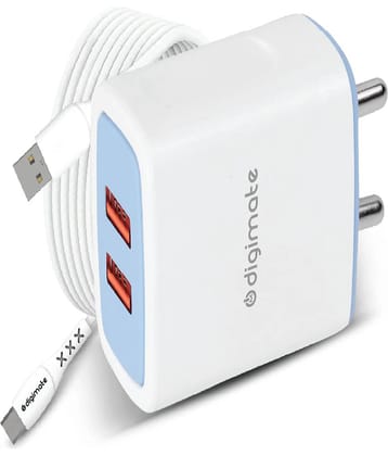 Digimate Dual Port 15W Fast Charging Adapter With Micro USB Cable (DG-DPC-V-C-1001, White)