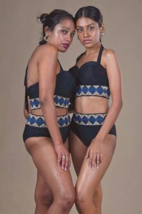 Black Bikini with Threaded Belt