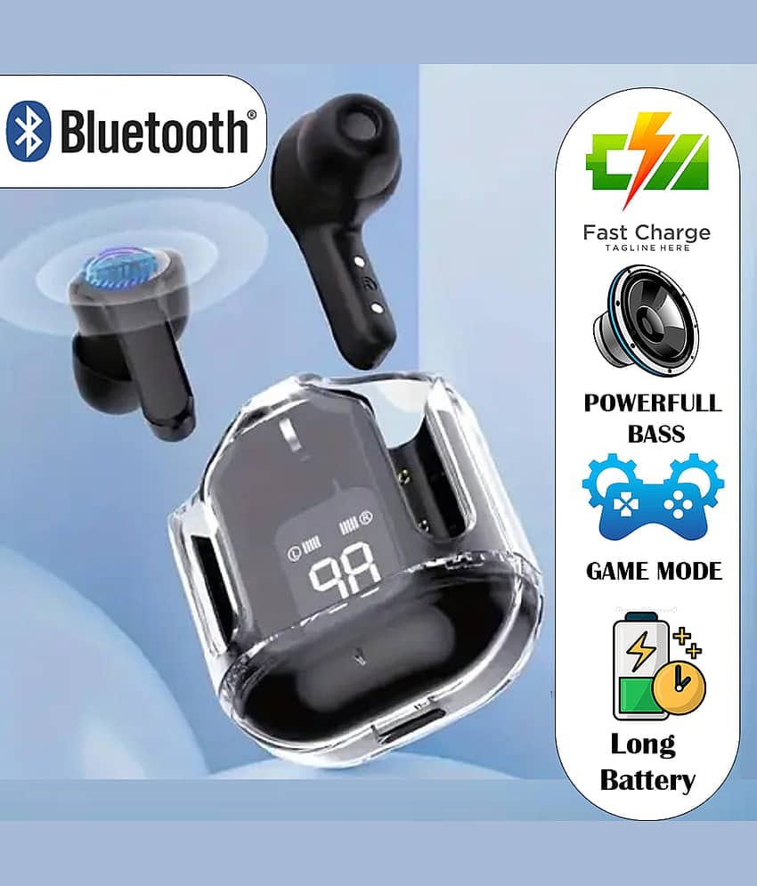 Crystal-Clear Bluetooth Earbuds with Touch Control & Transparent Charging Case