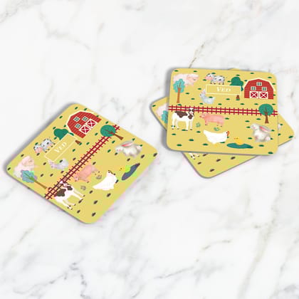 Farm Friends Coasters (kids)-Yellow