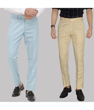 Kundan - Multicolor Cotton Blend Regular - Fit Men's Formal Pants ( Pack of 2 )