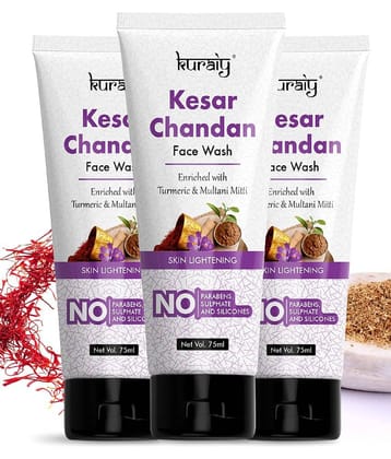 KURAIY Kesar Chandan Face wash For Glowing Skin, All Skin Types 75ml Each (Pack of 3)