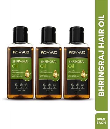 Leeford Navyug Bhringraj Hair Oil for a healthy flake free scalp - 60ml (Set of 3)