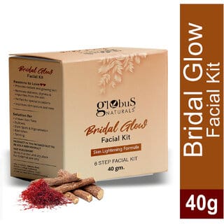 Globus Naturals Illuminating Bridal Glow 6 Step Facial Kit For Radiant  Glowing Skin Enriched with Saffron  Liquorice Suitable For All Skin Types 40gm