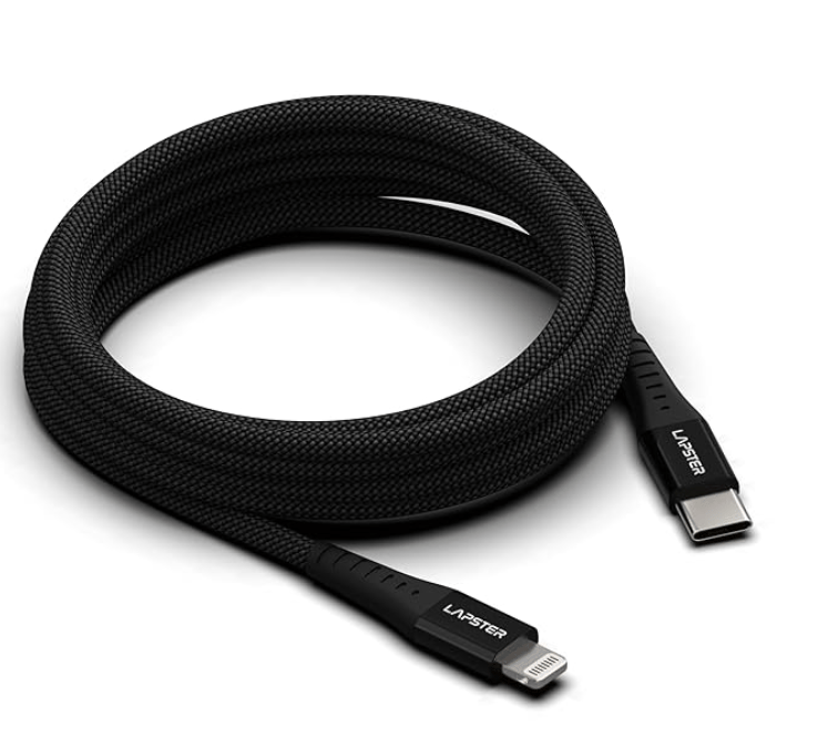 Lapster Rapidzz Type-C to Lightning 1M Cable, 22.5W Fast Charging, 480Mbps Data Sync Cable Compatible with iPhone, iPad, Macbook, iMac, AirPods- zebra