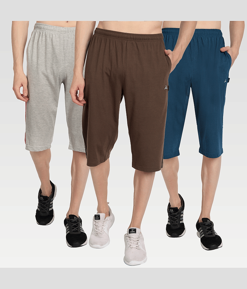 Zeffit - Multi Cotton Blend Men's Three-Fourths ( Pack of 3 )