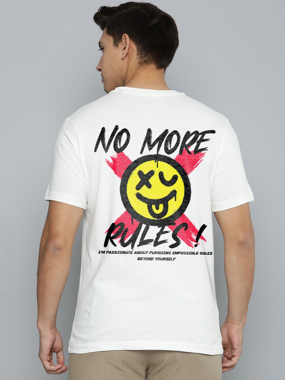 No More Rules Half Sleeve T-Shirt-White / S