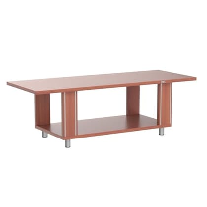 DAS Serene Engineered Wood Contemporary Style Rectangular Coffee/Centre Table with Metal Legs Stripped Design for Living Room- Classic Walnut