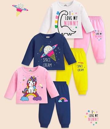Kuchipoo Pack of 3 Girls Cotton Blend T-shirt & Pants ( Multicolor 13 )