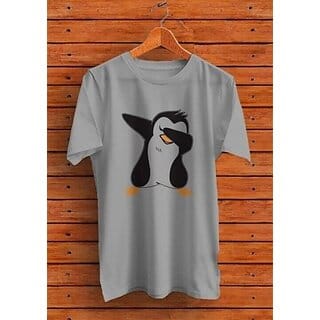 Graphic Print Men Grey Round Neck Casual T-Shirt