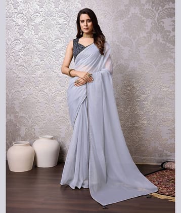 Rekha Maniyar Chiffon Woven Saree With Unstitched Blouse Piece ( Grey )