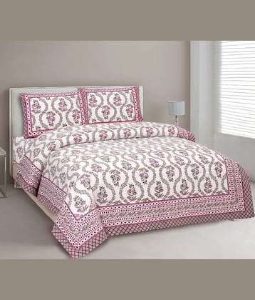 CLOTHORO Cotton 1 Double King Bedsheet with 2 Pillow Covers ( Multicolor )