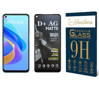 GlassVerse D+ Matte Tempered Glass With 18H Hardness For Oppo A76 (PACK OF 1) with Free Installation Kit Full screen Coverage Free Replacement If Received Damaged - 6.56 inch GlassVerse D+ Matte Tempered Glass With 18H Hardness For Oppo A76 (PACK OF 1) w