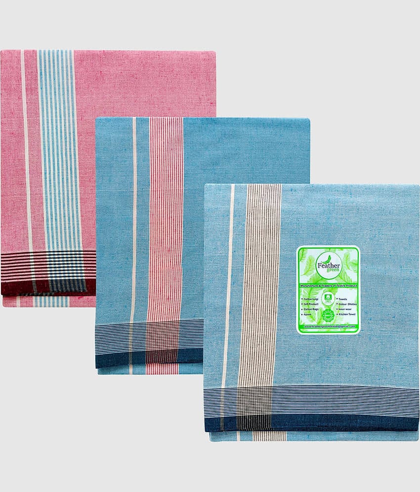 Feather Green - Multicolor Cotton Men's Dhoti ( Pack of 3 )