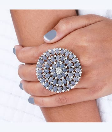 Traditional Stylish  Look Silver Tone  Adjustable Finger Ring For Women And Girl