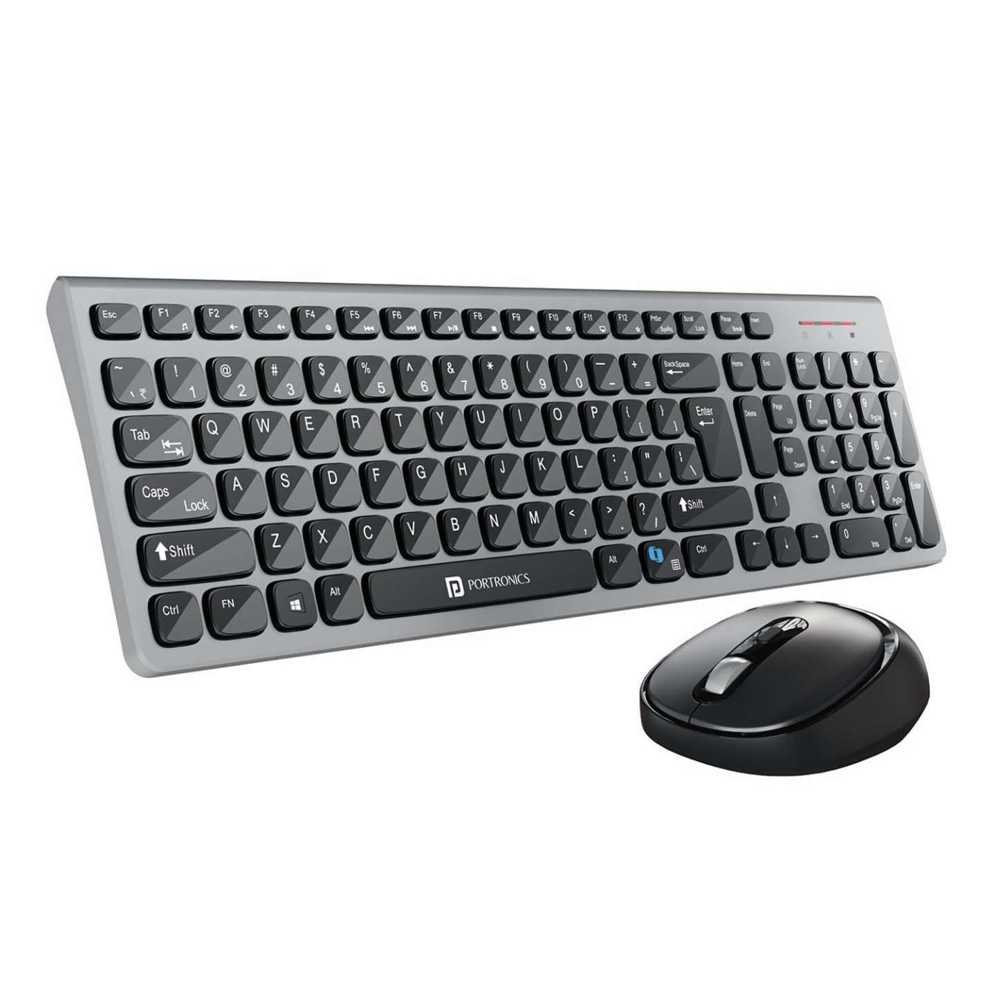 Portronics Key7 Combo Wireless Keyboard & Mouse Set with Copilot AI (Black Plus Grey)