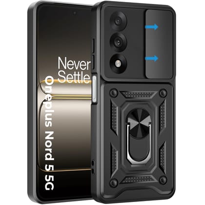 A rtistque Armor Bumper Back Case Cover for OnePlus Nord 5 5G | Stylish Ring Holder & Inbuilt Stand | Sliding Camera Cover | Shockproof TPU Protective Design | Oneplus Nord 5 Back Cover - Black A rtistque Armor Bumper Back Case Cover for OnePlus Nord 5 5